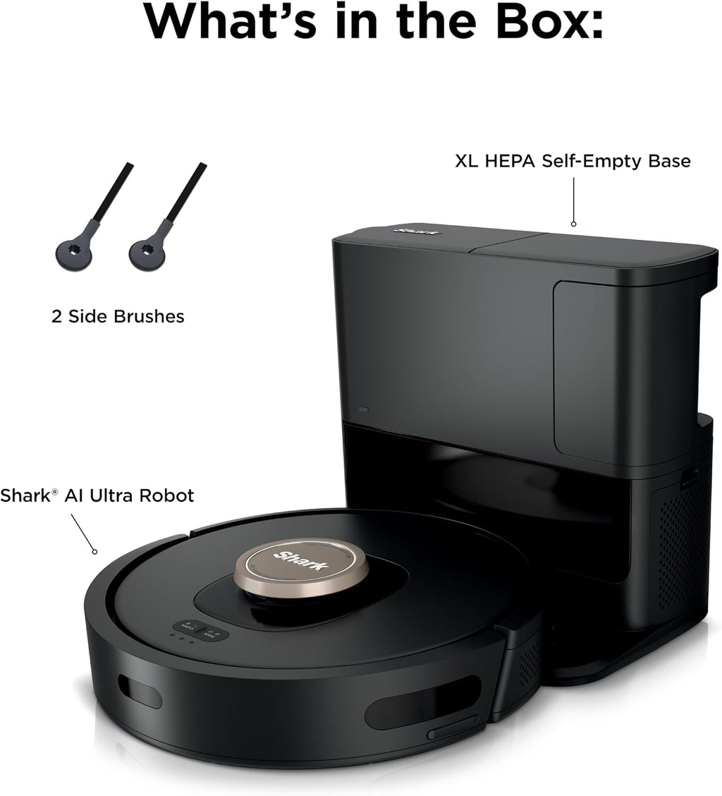 Shark AV2501AE AI Robot Vacuum with XL HEPA Self-Empty Base, Bagless, 60-Day Capacity, LIDAR Navigation, Perfect for Pet Hair, Compatible with Alexa, Wi-Fi Connected, Carpet & Hard Floor, Black