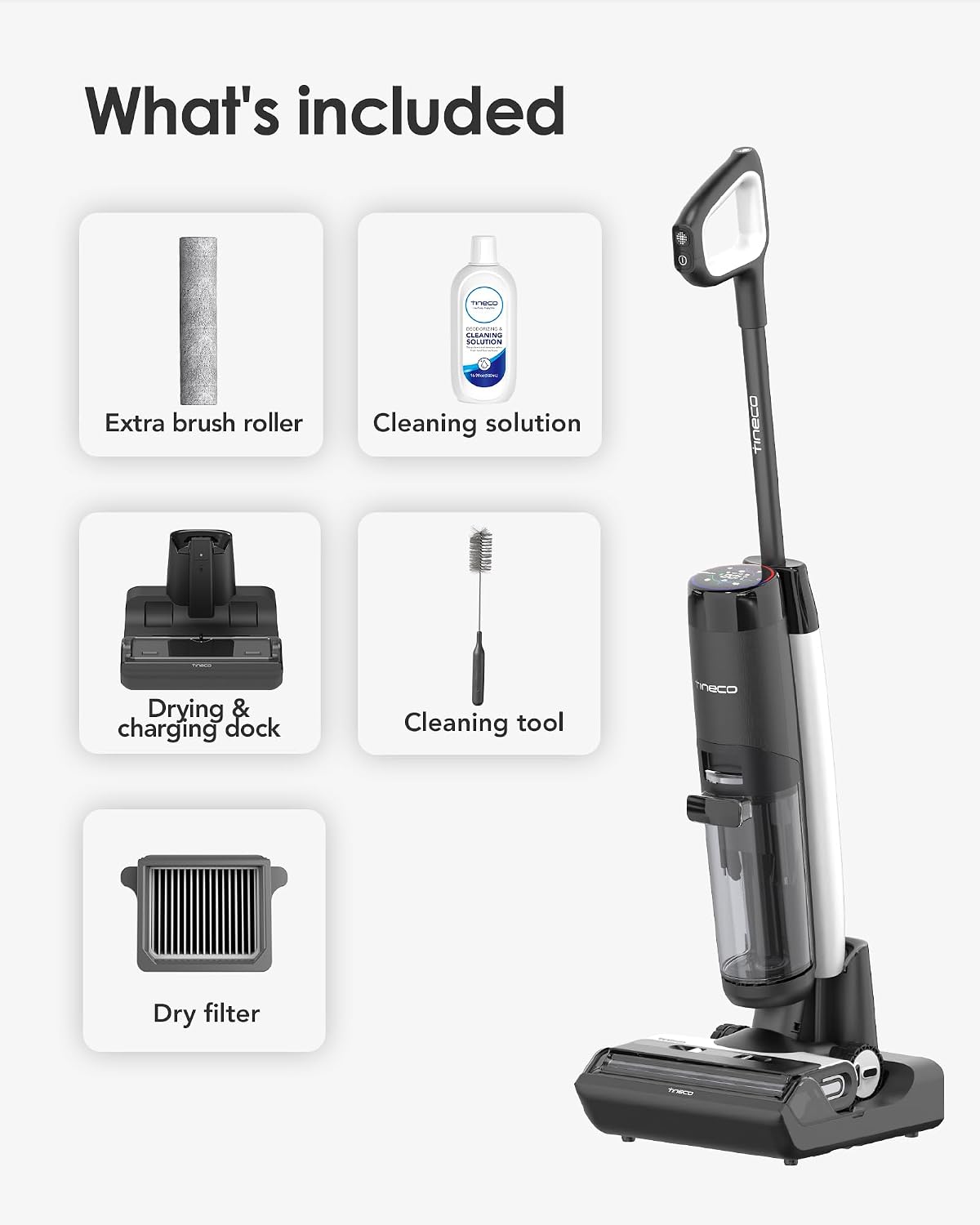 Tineco Floor ONE S7 FlashDry Smart Cordless Wet Dry Vacuum Cleaner, Long Runtime, Great for Sticky Messes, Self-Cleaning, 158℉Hot Air FlashDrying, Dual-Sided Edge Cleaning, Extended Battery Lifespan