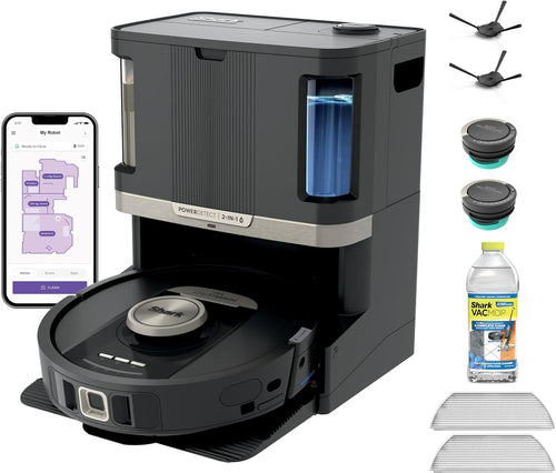 Shark PowerDetect NeverTouch Pro Robot Vacuum & Mop, Black,AV2800ZEBK | 5 PowerDetect Technologies, NeverStuck, NeverTouch Pro Base (Self-Empty 60-Day, Refill, Pad Wash/Dry), 360° LiDAR + 3D Sensor