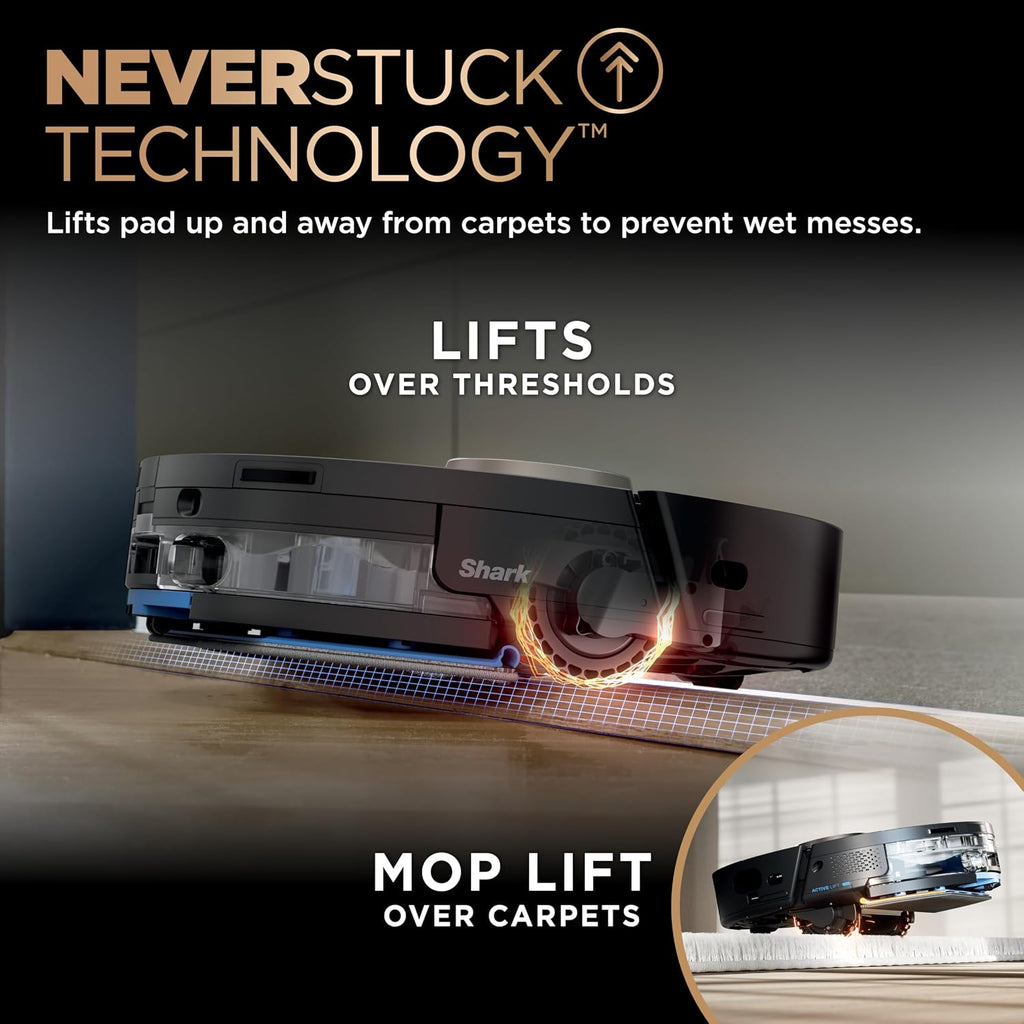 Shark PowerDetect NeverTouch Pro Robot Vacuum & Mop, Black,AV2800ZEBK | 5 PowerDetect Technologies, NeverStuck, NeverTouch Pro Base (Self-Empty 60-Day, Refill, Pad Wash/Dry), 360° LiDAR + 3D Sensor