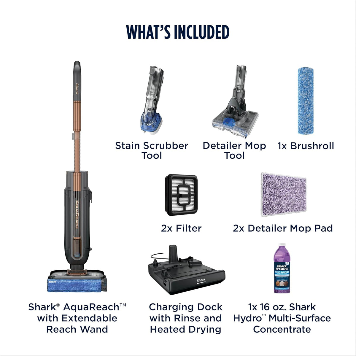 Shark AquaReach PRO Cordless Vacuum + Mop with Reach Wand, Charcoal, WD563