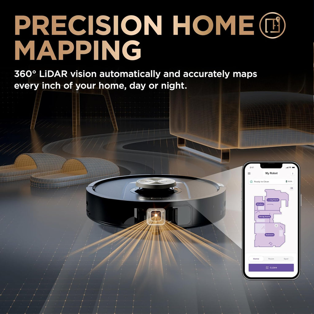 Shark PowerDetect NeverTouch Pro Robot Vacuum & Mop, Black,AV2800ZEBK | 5 PowerDetect Technologies, NeverStuck, NeverTouch Pro Base (Self-Empty 60-Day, Refill, Pad Wash/Dry), 360° LiDAR + 3D Sensor