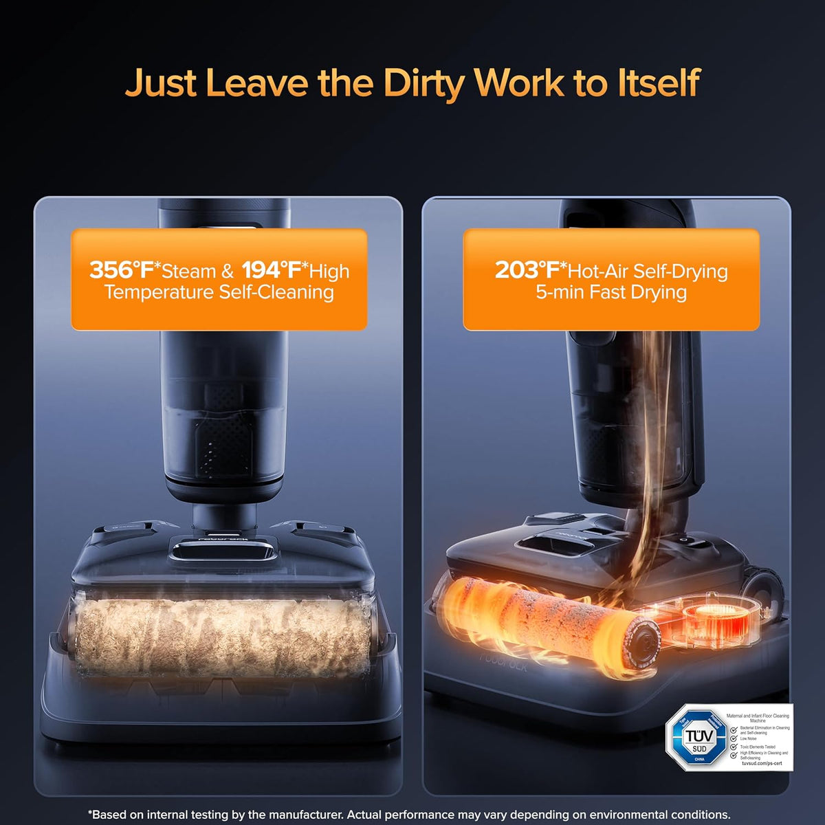 roborock F25 Ultra Steam Wet Dry Vacuum Mop, 356°F Steam, 187°F Hot Water