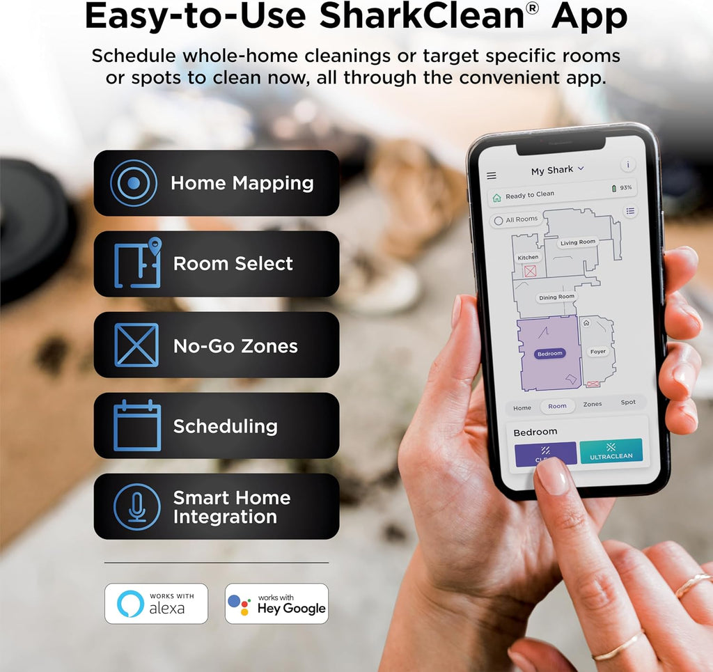 Shark AV2501AE AI Robot Vacuum with XL HEPA Self-Empty Base, Bagless, 60-Day Capacity, LIDAR Navigation, Perfect for Pet Hair, Compatible with Alexa, Wi-Fi Connected, Carpet & Hard Floor, Black