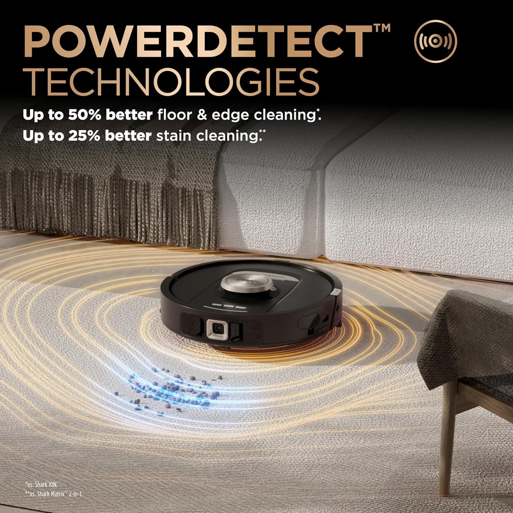 Shark PowerDetect NeverTouch Pro Robot Vacuum & Mop, Black,AV2800ZEBK | 5 PowerDetect Technologies, NeverStuck, NeverTouch Pro Base (Self-Empty 60-Day, Refill, Pad Wash/Dry), 360° LiDAR + 3D Sensor