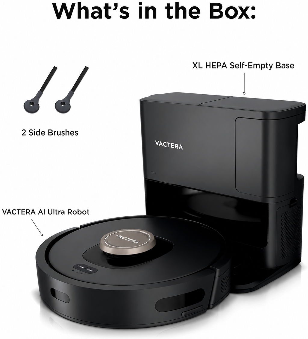 Vactera Robot Vacuum with XL HEPA Self-Empty Base